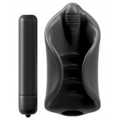 Чёрный мастурбатор Vibrating Silicone Stimulator с вибрацией - Pipedream - в Челябинске купить с доставкой