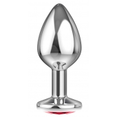 Большая серебристая анальная пробка Diamond Red Sparkle Large с красным кристаллом - 8 см. - Lola Games - купить с доставкой в Челябинске