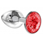 Малая серебристая анальная пробка Diamond Red Sparkle Small с красным кристаллом - 7 см. - Lola Games - купить с доставкой в Челябинске