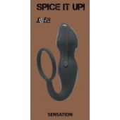Серое эрекционное кольцо Sensation с анальным стимулятором - Lola Games - в Челябинске купить с доставкой