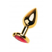 Золотистая анальная пробка с кристаллом-сердцем - 7,5 см. - ToyFa - купить с доставкой в Челябинске