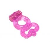 Розовое эрекционное кольцо Rings Treadle с подхватом - Lola Games - в Челябинске купить с доставкой