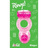 Розовое эрекционное кольцо с вибрацией Rings Ringer - Lola Games - в Челябинске купить с доставкой
