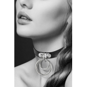 Черный чокер с двумя кольцами - Bijoux Pour Toi - купить с доставкой в Челябинске