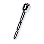 Серебристый уретральный плаг со стразом - 7 см. - ToyFa - купить с доставкой в Челябинске