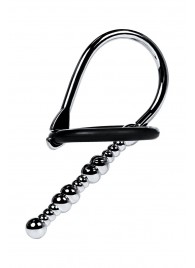 Серебристый уретральный плаг-бусины TOYFA Metal с мягким фиксириющим кольцом - ToyFa - купить с доставкой в Челябинске