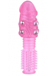 Стимулирующая розовая насадка с шишечками и шипами - 13,5 см. - Toyfa Basic - в Челябинске купить с доставкой