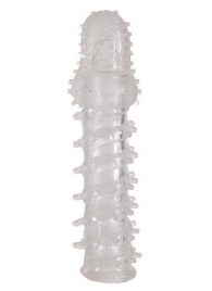 Прозрачная, закрытая насадка с шипами и точками - 13,5 см. - Toyfa Basic - в Челябинске купить с доставкой