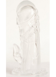 Прозрачная гелевая насадка с клиторальным отростком - 13 см. - Toyfa Basic - в Челябинске купить с доставкой
