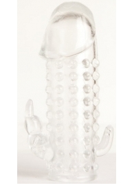 Гелевая прозрачная насадка с 2 отростками - 13 см. - Toyfa Basic - в Челябинске купить с доставкой