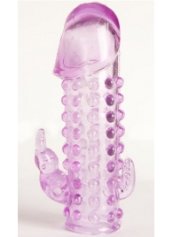 Закрытая фиолетовая насадка с 2 отростками - 13 см. - Toyfa Basic - в Челябинске купить с доставкой