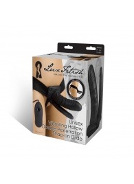 Полый страпон с двумя отростками и вибрацией Unisex Vibrating Hollow Strap-On Double Penetrating Dildo - 17,8 см. - Lux Fetish - купить с доставкой в Челябинске