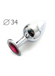 Коническая серебристая анальная втулка с малиновым кристаллом - 8,2 см. - Anal Jewelry Plug - купить с доставкой в Челябинске