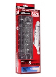 Прозразная закрытая насадка на пенис с поддержкой мошонки Clearly Ample Penis Enhancer - 22 см. - XR Brands - в Челябинске купить с доставкой