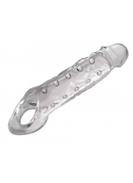 Прозразная закрытая насадка на пенис с поддержкой мошонки Clearly Ample Penis Enhancer - 22 см. - XR Brands - в Челябинске купить с доставкой