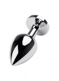 Серебристая коническая анальная пробка с красным кристаллом - 8 см. - ToyFa - купить с доставкой в Челябинске