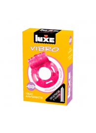 Розовое эрекционное виброкольцо Luxe VIBRO  Ужас Альпиниста  + презерватив - Luxe - в Челябинске купить с доставкой