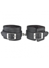 Черные фиксаторы для ног на цепи с мехом внутри - Lux Fetish - купить с доставкой в Челябинске