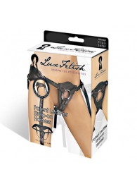 Черные трусики для страпона из патентованной кожи - Lux Fetish - купить с доставкой в Челябинске