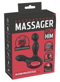 Черный вибромассажер простаты с нагревом и ротацией Prostate Plug - 14,5 см. - Orion - в Челябинске купить с доставкой