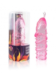 Закрытая рельефная насадка Crystal sleeve snakes в виде змеи с усиками - 14 см. - Erowoman-Eroman - в Челябинске купить с доставкой