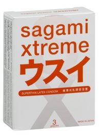 Ультратонкие презервативы Sagami Xtreme SUPERTHIN - 3 шт. - Sagami - купить с доставкой в Челябинске