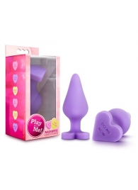 Фиолетовая анальная пробка Naughty Candy Heart Do Me Now - 8,9 см. - Blush Novelties - купить с доставкой в Челябинске