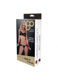 Красно-чёрные наручники на металлической цепочке - Blush Novelties - купить с доставкой в Челябинске