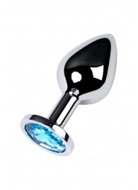 Серебристая конусовидная анальная пробка с голубым кристаллом - 8 см. - ToyFa - купить с доставкой в Челябинске