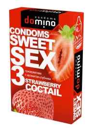 Презервативы для орального секса DOMINO Sweet Sex с ароматом клубничного коктейля  - 3 шт. - Domino - купить с доставкой в Челябинске