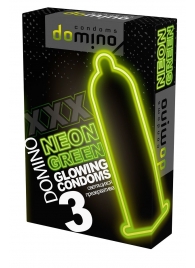 Презервативы DOMINO Neon Green со светящимся в темноте кончиком - 3 шт. - Domino - купить с доставкой в Челябинске
