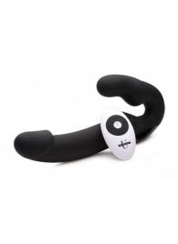 Черный безремневой страпон Urge Silicone Strap On с пультом ДУ - 24 см. - XR Brands - купить с доставкой в Челябинске