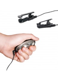 Черные электрические зажимы для сосков Shock Therapy Nipple Clamps - Pipedream - купить с доставкой в Челябинске