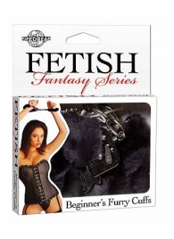 Меховые чёрные наручники Beginner s Furry Cuffs - Pipedream - купить с доставкой в Челябинске