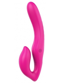 Ярко-розовый безремневой страпон REMOTE DOUBLE DIPPER - 22 см. - Dream Toys - купить с доставкой в Челябинске