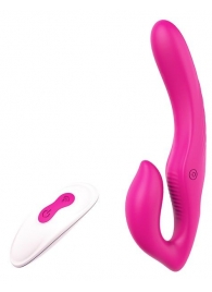 Ярко-розовый безремневой страпон REMOTE DOUBLE DIPPER - 22 см. - Dream Toys - купить с доставкой в Челябинске