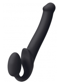 Черный безремневой страпон Silicone Bendable Strap-On M - Strap-on-me - купить с доставкой в Челябинске