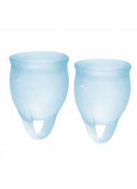 Набор голубых менструальных чаш Feel confident Menstrual Cup - Satisfyer - купить с доставкой в Челябинске