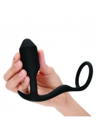 Черное эрекционное кольцо с анальным плагом Snug   Tug - b-Vibe - в Челябинске купить с доставкой