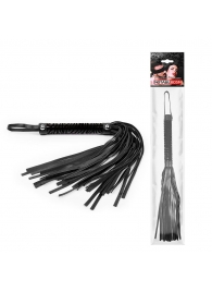 Черная гладкая плеть-флоггер с ручкой - 40 см. - Notabu - купить с доставкой в Челябинске