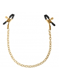 Чёрные с золотом зажимы на соски Gold Chain Nipple Clamps - Pipedream - купить с доставкой в Челябинске