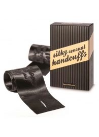 Черные ленты для связывания SILKY SENSUAL HANDCUFFS - Bijoux Indiscrets - купить с доставкой в Челябинске