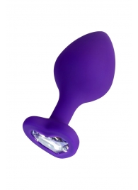 Фиолетовая анальная втулка Diamond Heart с прозрачным кристаллом - 8 см. - ToyFa - купить с доставкой в Челябинске