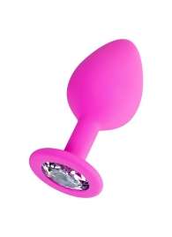 Розовая анальная втулка Brilliant с прозрачным кристаллом - 8 см. - ToyFa - купить с доставкой в Челябинске