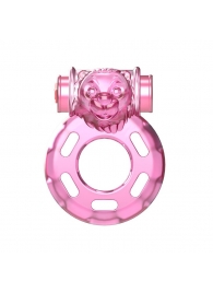 Розовое эрекционное кольцо с вибрацией Pink Bear - Baile - в Челябинске купить с доставкой