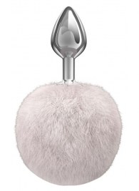 Серебристая анальная пробка с белым пушистым хвостиком Twinkle - Lola Games - купить с доставкой в Челябинске