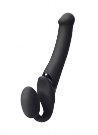 Черный безремневой вибрострапон Silicone Bendable Strap-On M - Strap-on-me - купить с доставкой в Челябинске