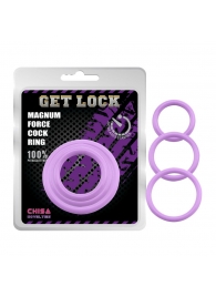 Набор из 3 сиреневых эрекционных колец Magnum Force Cock Ring - Chisa - в Челябинске купить с доставкой