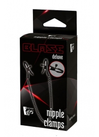 Черные зажимы на соски на цепочке BLAZE DELUXE NIPPLE CLAMPS - Dream Toys - купить с доставкой в Челябинске