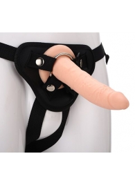 Телесный страпон на черных трусиках STRAP ON REAL DILDO - 20 см. - Dream Toys - купить с доставкой в Челябинске